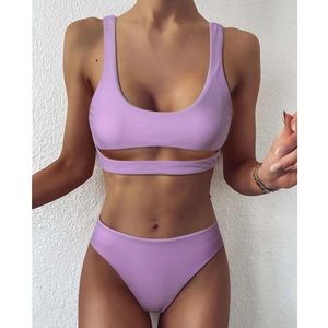 Cut Out High Waisted Purple Bikini